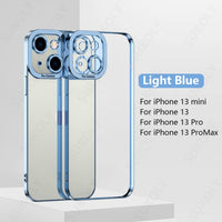 Plating Color Bumper Clear Camera Protector Case for iPhone 13 12 11 S