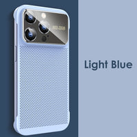 Large Lens Borderless Heat Dissipation Mesh Cooling Shockproof Case For iPhone 14 13 12 series