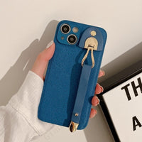 Retro Leather Coffee Wrist Strap Soft Silicone Case For iPhone 14 13 12 series