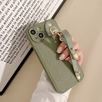 Retro Leather Coffee Wrist Strap Soft Silicone Case For iPhone 14 13 12 series