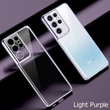 Luxury Plating Soft Clear Camera Protection Phone Case For Galaxy S21 Plus S21 Ultra 5G