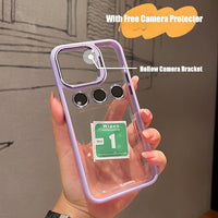 Hollow Fliping Lens Bracket Transparent Acrylic Shockproof Case for iPhone 14 13 12 series