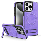 Magnetic Wireless Charging Leather Case With Foldable Kickstand For Samsung Galaxy S24 S23 S22 Ultra Plus