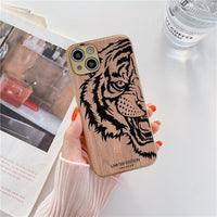 3D Relief Plating Frame Classic Wood Grain Case for iPhone 13 12 11 Series