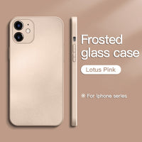 Original Square Frosted Tempered Glass Phone Case For iPhone 12 11 Series