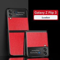 Hard Plastic Leather Back Cover on For Sumsung Z Flip 3