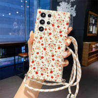 Luxury Cartoon Flower Crossbody Lanyard Case For Samsung Galaxy S22 series