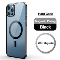 Original Support Wireless Charging Magnetic Transparent Hard Plating Shockproof Case for iPhone 13 12 11 Pro Max