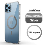 Original Support Wireless Charging Magnetic Transparent Hard Plating Shockproof Case for iPhone 13 12 11 Pro Max