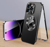 360° Full Screen Lens Metal Magnetic Magsafe Cases Aluminum Alloy HD Glass Case For iPhone 14 13 12 series