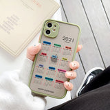 2021 Calendar TPU Hard Shockproof Case for iPhone 12 11 Series