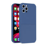 Luxury Square Edge Soft Liquid Silicone Credit Card Holder Case For IPhone 12 11 Pro Max