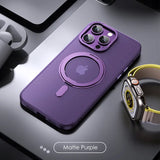 Luxury Magnetic Stand 360° Rotation Ring Holder Transparent Matte Case For iPhone 15 14 13 12 series