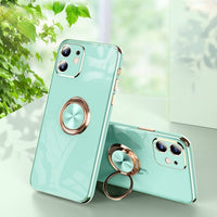 Square Bumper Plating Cover With Ring Holder Soft Silicone Case For iPhone 12 11 Series