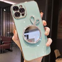 Bling Glitter Rabbit Makeup Mirror Plating Case for iPhone 13 12 11 Pro Max