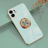 Square Bumper Plating Cover With Ring Holder Soft Silicone Case For iPhone 12 11 Series