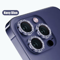 Glitter Diamond Tempered Glass Camera Metal Ring for iPhone 14 13 12 series