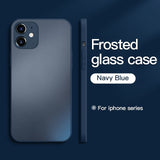 Original Square Frosted Tempered Glass Phone Case For iPhone 12 11 Series