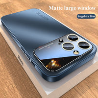 Luxury Glass Camera Lens Protection Matte Shockproof Bumper Hard Case For iPhone 14 13 12 series