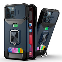 Slide Camera Protector Shockproof Case with Card Slot for iPhone 13 12 11 Series