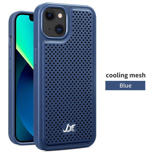 Cooling Mesh Leather Case for iPhone 13 12 11 Pro Max