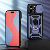 Slide Camera Lens Protection Ring Holder KickStand Shockproof Case for iPhone 15 14 13 12 series