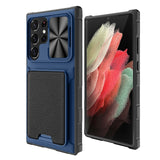 Slide Card Holder Camera Protection Leather Soft Silicone Armor Case For Samsung S23 series