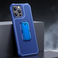 Soft silicone Carbon Fiber Texture Live Stand Shockproof Case for iPhone 13 12 11 Pro Max