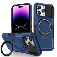 Magnetic Ring KickStand Slide Camera Protection Case for iPhone 15 14 13 12 series