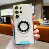 Magsafe Logo Hole Magnetic Wireless Charge Gradient Shockproof Clear Acrylic Case For Samsung Galaxy S23 S22 series