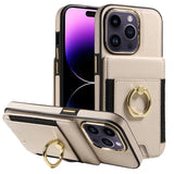 Leather Wallet Finger Ring KickStand Case For iPhone 15 14 13 12 series