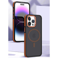 Luxury Magnetic Frosted Translucent Case With Metal Lens Frame For iPhone 15 14 13 12 series