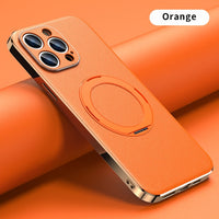 Genuine Leather Magsafe Lens Protection Magnetic Holder Case For iPhone 14 13 12 series