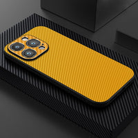 Carbon Fiber Case with Metal Camera Lens Cover For iPhone 14 13 12 series