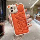 Luxury Bear Camera Soft Leather Case for iPhone 14 13 12 series