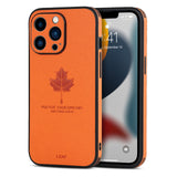 Luxury Leather Maple Leaf Texture Camera Lens Case for iPhone 13 12 11 Pro Max Mini