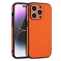 Luxury Rhombic Lattice Soft Leather Case For iPhone 14 13 12 series