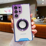 Magsafe Logo Hole Magnetic Wireless Charge Gradient Shockproof Clear Acrylic Case For Samsung Galaxy S23 S22 series