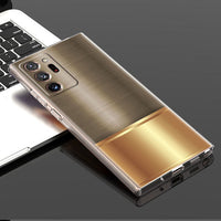 Clear Silicone Dark Brushed Metal Texture Case For Samsung S22 S21 series