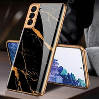 Luxury Plating Glass Soft Edge Camera Protection Case For Samsung Galaxy S21 Plus Ultra 5G