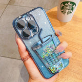 Glitter Quicksand Bubble Tea Cup Clear Soft Case For iPhone 14 13 12 series