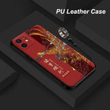 3D Embossed PU Leather Dragon Phoenix Anti knock Cover with Metal Ring for iPhone 12 11 Series