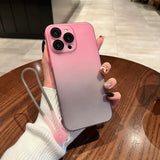 Gradient Frosted Case with Wrist Strap for iPhone 14 13 12 series