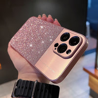 Bling Glitter Brushed Metal Laser Hard Case For iPhone 14 13 12 series