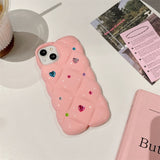 Glitter Diamond Rhombus Lattice Love Heart Case For iPhone 14 13 12 series