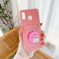 Cartoon Card Slot Holder Case for Samsung Galaxy S22 S21 S20 Note 20 Plus Ultra FE