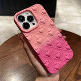 Color Contrast 3D Love Heart Skin Feel Gradient Shockproof Silicone Soft Case for iPhone 14 13 12 series