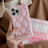 Luxury Flannel Wavy Pattern Case for iPhone 14 13 12 series