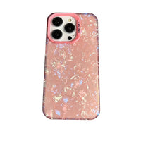 Luxury Bling Glitter Dream Shell Marble Soft Bumper Hard Acrylic Case For iPhone 15 14 13 12 series
