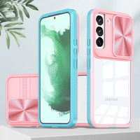 Shockproof Armor Clear Phone Case With Slide Window Camera Protection For Samsung Galaxy S23 S22 Ultra Plus